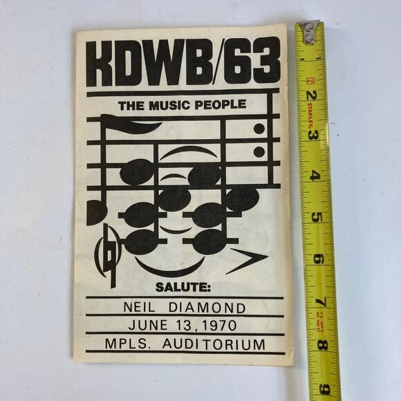 Vintage 1970 Salute Neil Diamond Concert Program Flyer Mpls Auditorium KDWB/63 - Picture 7 of 8
